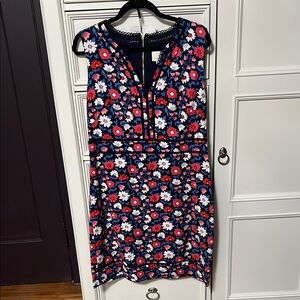 Floral Sleeveless Dress - Blue, Red, White